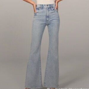 Abercrombie and Fitch Curve Love Ultra High Rise Flare Jeans - Light